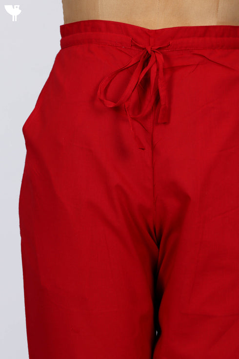 Cambric Cotton Pants In Scarlet Red